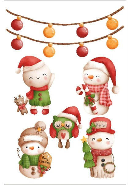 Yılbaşı Temalı Renkli Noel Desenli Cam ve Mobilya Stickerleri, Çok Renkli, Dokulu, Parça 1 fiyatları