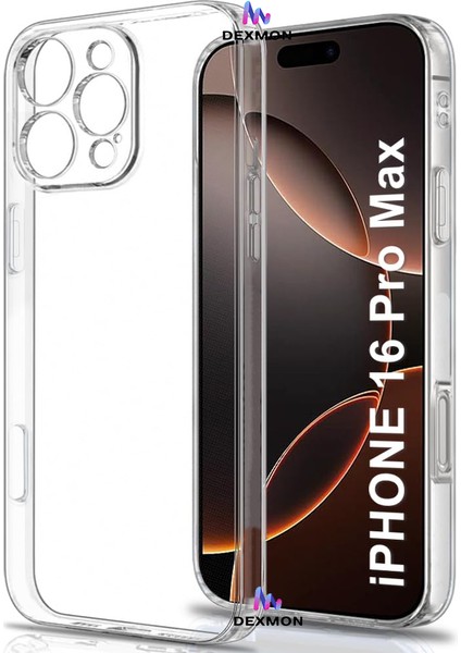 iPhone 16 Pro Max Şeffaf Silikon Kılıf 3D Kamera Korumalı Slim Fit Esnek Kapak