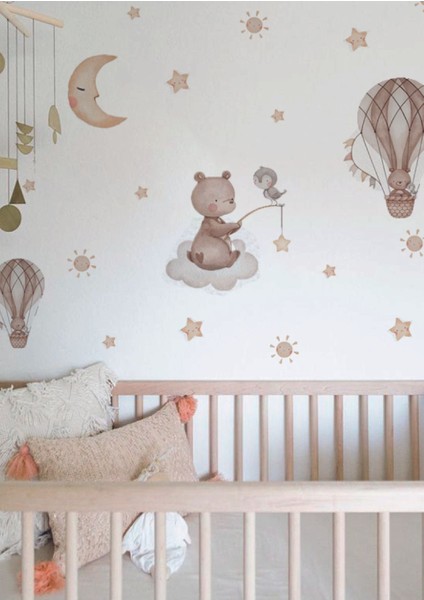 Renkli Ayıcık Çocuk Odası Duvar Stickerı, sevimli ve eğlenceli dekor seçeneği