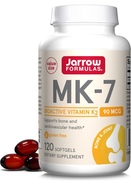 Jarrow Formulas Vitamin K2 Mk-7 90MCG 120 Softgel Kapsül K2 Vitamini Mk7 Formu