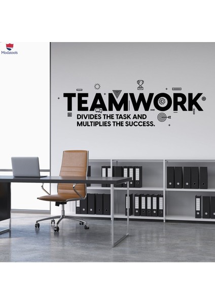 Siyah duvar sticker'ı, ofis ve çalışma alanlarına şık ve motivasyon dolu dokunuş