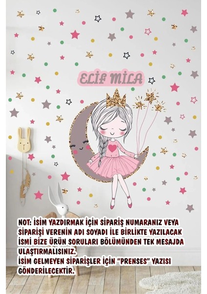 Sevimli Kız ve Yıldızlar Duvar Sticker Seti, Çok Renkli, 150 Parça Çocuk Odası Dekoru