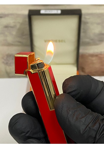 Marka Düz Kımızı Renk Gazlı Ince Model Kişiye Özel Çakmak