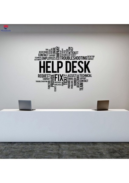 Siyah Ofis Duvar Stickerı, Yardım Masası ve Dekorasyon, Düz Desen, Tek Parça