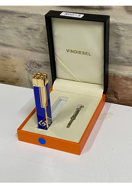 Marka Mavi Renk Desenli Gazlı Ince Model Kişiye Özel Çakmak