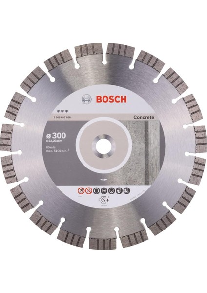 Elmas Kesme Diski Beton Için En Iyisi, 300 x 22,23 x 2,8 x 15 Mm, 2608602656