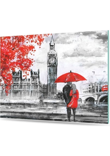 Renkli Londra Desenli Ocak Arkası Koruyucu 60x40cm, şık ve kullanışlı mutfak ürünü