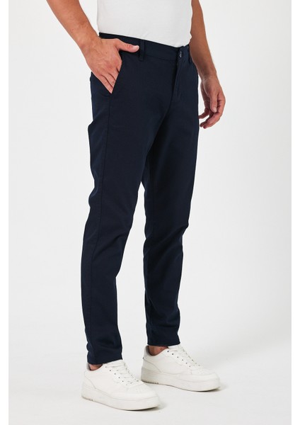TheSeason Erkek Lacivert Gabardin Pamuklu Keten Slim Fit Yan Cep Esnek Chino Pantolon fiyatları