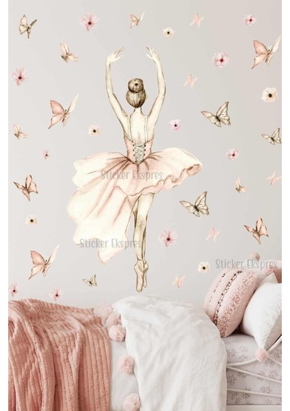 Doğa temalı suluboya puantiye duvar sticker seti, çocuk odası dekoru, 5+ parça, turuncu