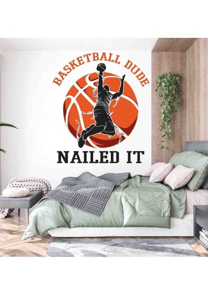 Canlı Renkli Basketbol Temalı Duvar Stickeri, Spor ve Dekor İçin 5+ Parça