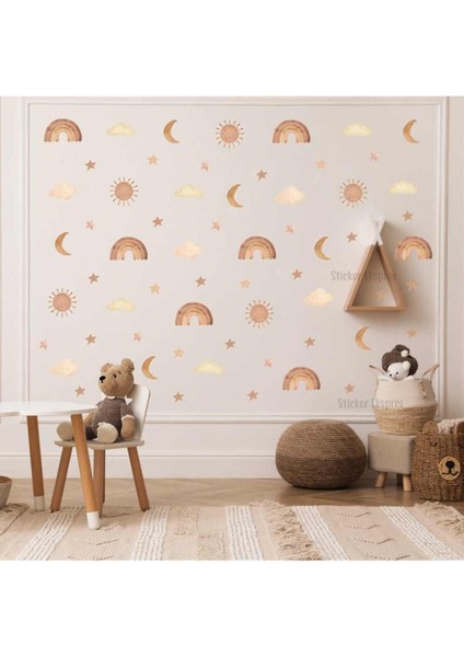 Rüya Gökkuşağı ve Bulutlar Çocuk Odası Duvar Sticker Seti, Çok Renkli, 5+ Parça fiyatları