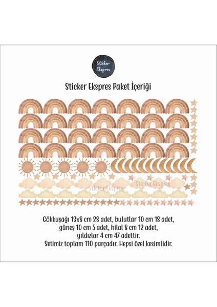 Rüya Gökkuşağı ve Bulutlar Çocuk Odası Duvar Sticker Seti, Çok Renkli, 5+ Parça modelleri