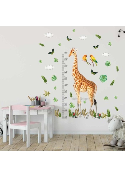 Renkli Zürafa Çocuk Odası Boy Ölçer Sticker Seti, Eğlenceli ve Şık Tasarım, 5+ Parça fiyatları