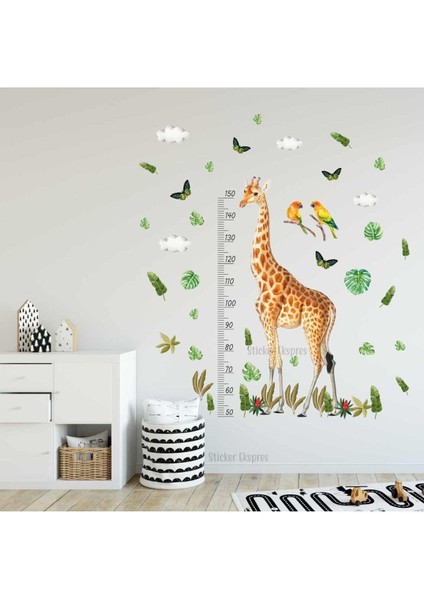 Renkli Zürafa Çocuk Odası Boy Ölçer Sticker Seti, Eğlenceli ve Şık Tasarım, 5+ Parça fırsatları