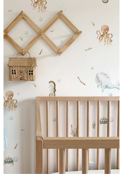 Renkli Deniz Canlıları Çocuk Odası Duvar Stickerı, Eğlenceli Dekorasyon