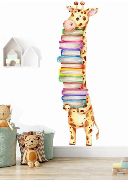 Kitap Sever Zürafa Cam Salon Yatak Odası Mutfak Balkon Ev Yapışkanlı Duvar Süsü Kağıdı Sticker fiyatları