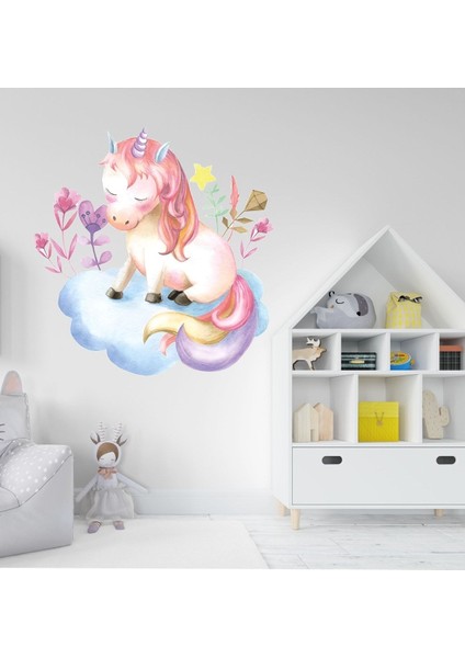 Renkli Tek Boynuzlu Çocuk Odası Dekor Sticker, Eğlenceli ve Sevimli Tasarım, 1 Parça fiyatları