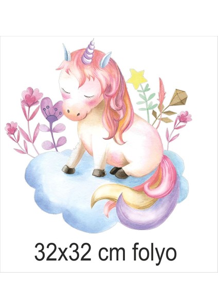 Renkli Tek Boynuzlu Çocuk Odası Dekor Sticker, Eğlenceli ve Sevimli Tasarım, 1 Parça fırsatları