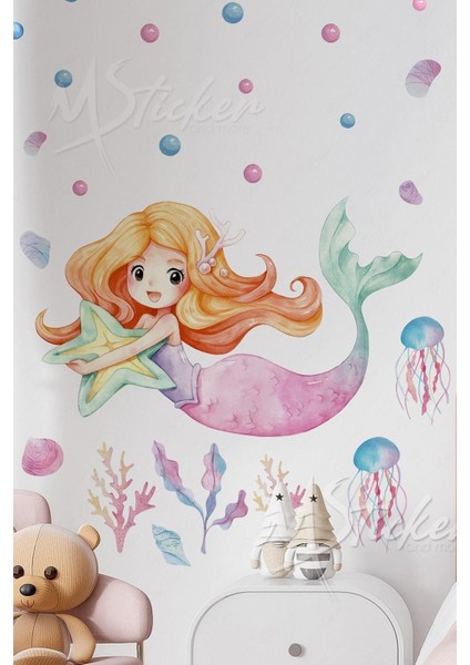 Deniz Temalı Çocuk Odası Duvar Sticker Seti, Çok Renkli, 5+ Parça