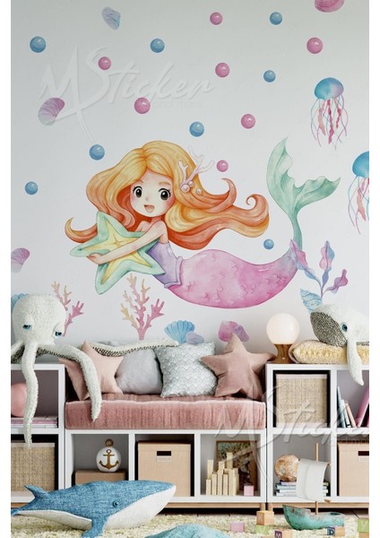 Deniz Temalı Çocuk Odası Duvar Sticker Seti, Çok Renkli, 5+ Parça fiyatları