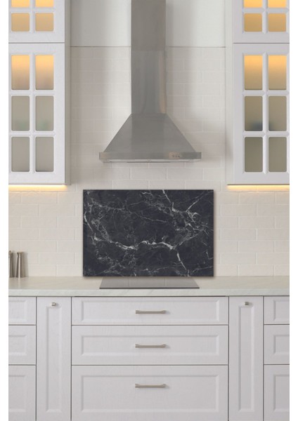 Koyu Gri Mermer Cam Ocak Arkası Koruyucu 40x60cm, şık ve dayanıklı mutfak tasarımı