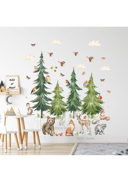 Doğa Temalı Çocuk Odası Duvar Sticker Seti, Renkli, Eğlenceli, 5+ Parça fiyatları