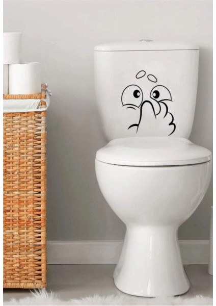 Şirin Siyah Klozet Stickerı, Banyo Dekoru Parçası, Düz Tasarım, 1 Parça fiyatları