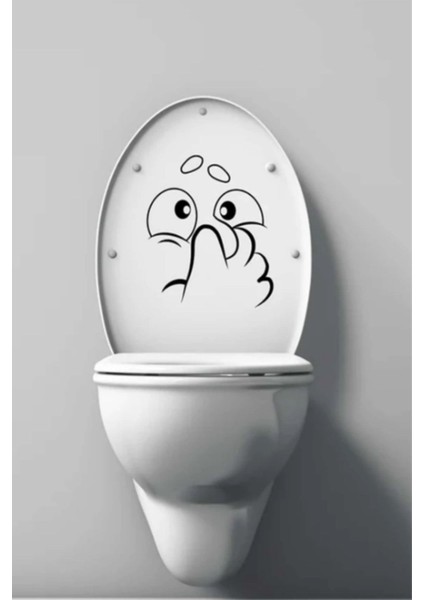Şirin Siyah Klozet Stickerı, Banyo Dekoru Parçası, Düz Tasarım, 1 Parça modelleri