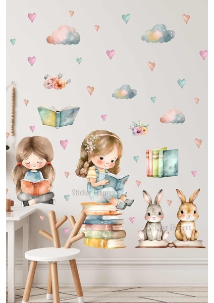 Rüya Gibi Çocuk Odası Duvar Sticker Seti, Renkli ve Eğlenceli Tasarımlar, 5+ Parça