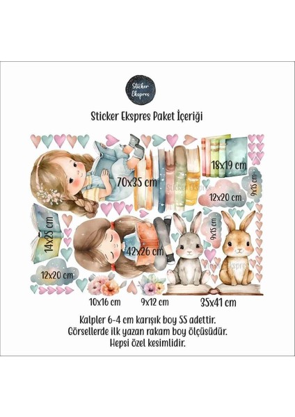 Rüya Gibi Çocuk Odası Duvar Sticker Seti, Renkli ve Eğlenceli Tasarımlar, 5+ Parça modelleri