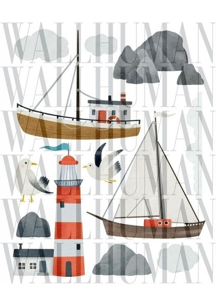 Deniz Manzarası Çocuk Odası Duvar Stickerı fiyatları