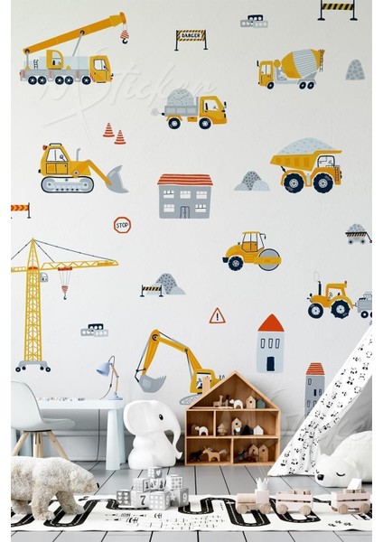 Iş Makinaları ve Şehir Çocuklar Için Eğitici Öğretici Eğlenceli Sticker Seti