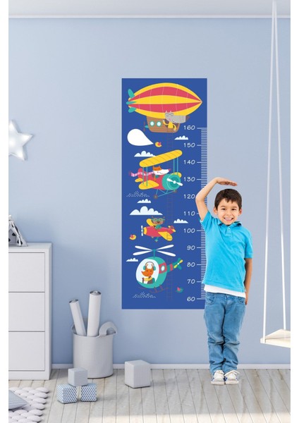 Hava Taşıtları Desenli Boy Ölçer Çocuk Odası Duvar Sticker SIM629