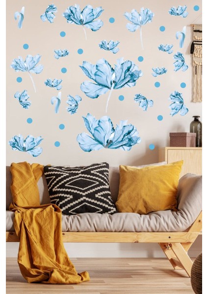 Lotus Çiçekleri ve Puantiyeler Modern Duvar Sticker Seti fiyatları