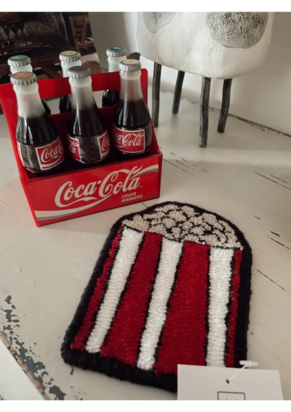 Punch Bardak Altlığı, Çift Taraflı, Popcorn Desenli Özel Formlu, Çok Renkli