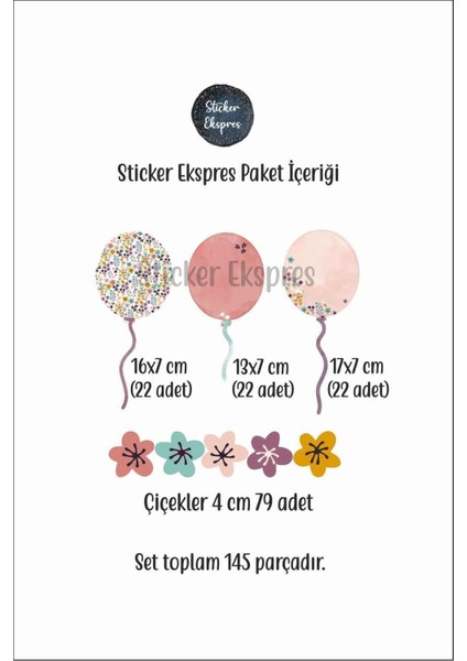 Ipli Balonlar ve Çiçekler Çocuk Odası Duvar Sticker Seti fiyatları