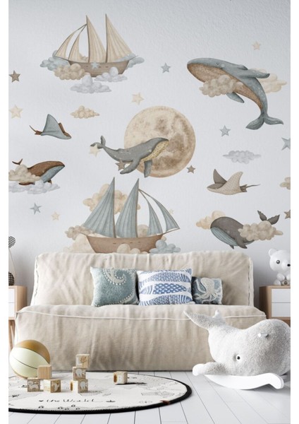 Balina Yolculuğu Çocuk Odası Duvar Sticker Seti fiyatları