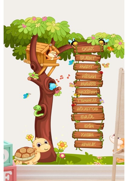 Ayları Öğreniyorum Bebek Çocuk Odası Hayvanlar Alemi Dekoratif Duvar Sticker fiyatları