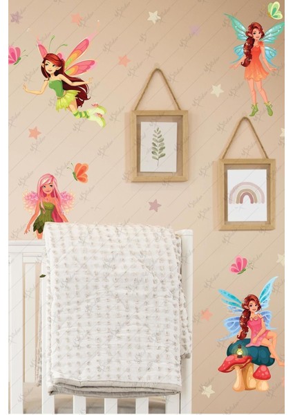 Periler ve Yıldızlar Kız Çocuk Odası Sticker Seti