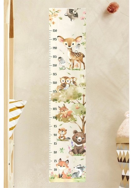 Orman Temalı Çocuk Odası Boy Ölçer Sticker, Eğlenceli ve Renkli Dekorasyon Parçası fiyatları