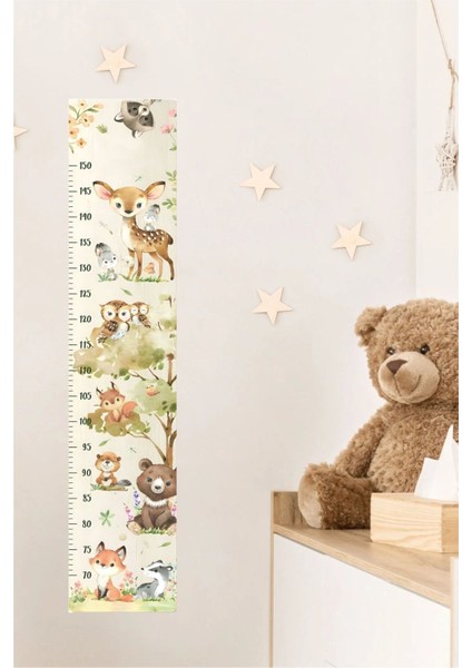 Orman Temalı Çocuk Odası Boy Ölçer Sticker, Eğlenceli ve Renkli Dekorasyon Parçası modelleri