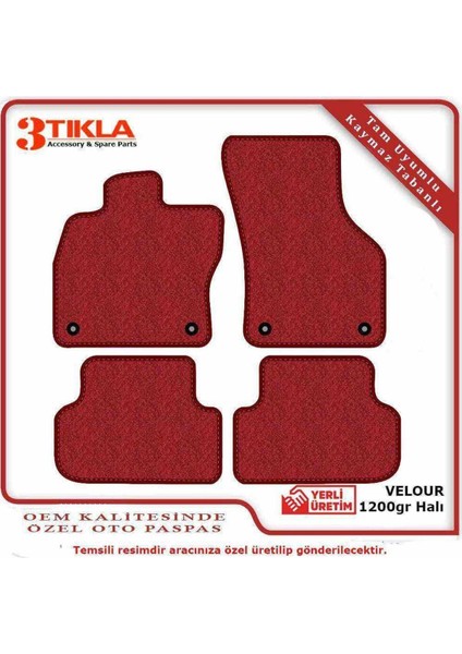 Renault Symbol 2 2008-2012 Lüks Halı Paspas Seti Kırmızı fiyatları