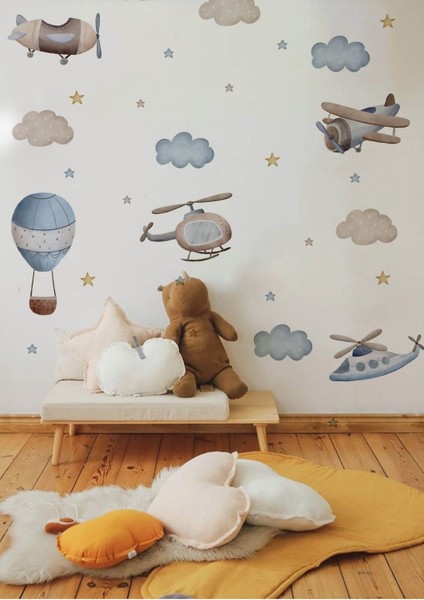 Canlı Mavi Baloncuk Çocuk Odası Duvar Stickerı, Renkli ve Eğlenceli Dekorasyon