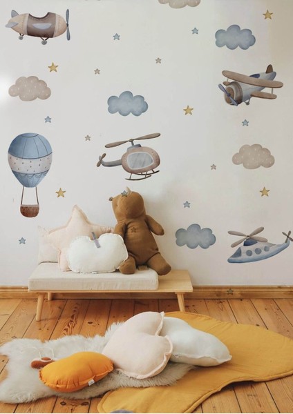 Canlı Mavi Baloncuk Çocuk Odası Duvar Stickerı, Renkli ve Eğlenceli Dekorasyon modelleri