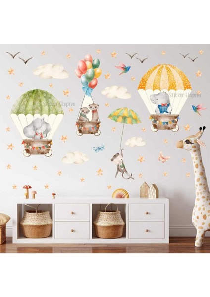 Renkli ve eğlenceli çocuk odası duvar sticker seti, yaratıcı dekorasyon, 5+ parça fiyatları