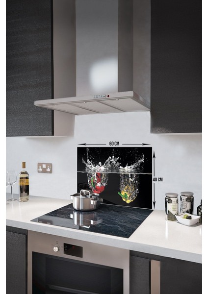 Cam ocak arkasını koruyan çok renkli, 40x60 cm, güvenle kullanılabilir, düz desenli. fiyatları