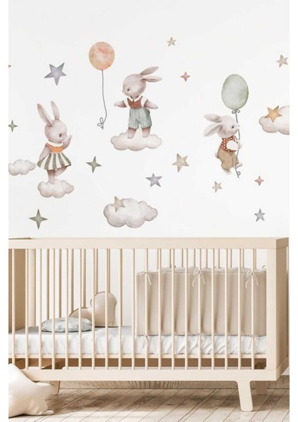 Renkli ve sevimli çocuk odası duvar sticker seti, 5+ parça, eğlenceli dekorasyon modelleri