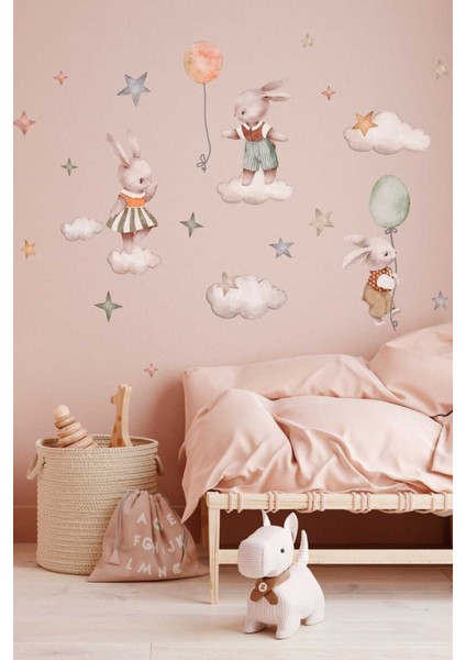 Renkli ve sevimli çocuk odası duvar sticker seti, 5+ parça, eğlenceli dekorasyon fırsatları