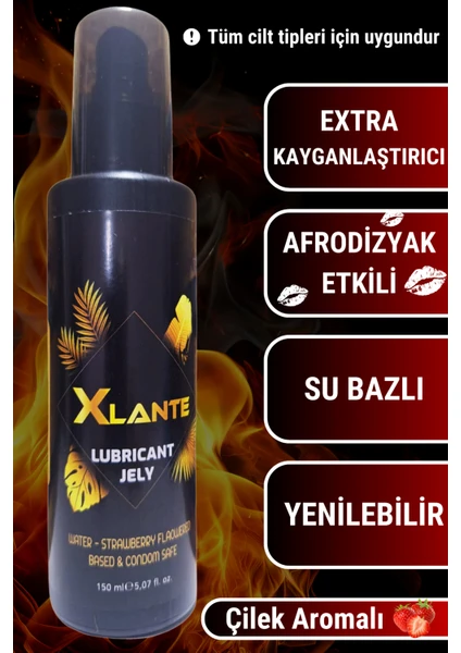 Lubrıcant Afrodizyakx Etkisi Çilek Aromalı Yenlilebilir Su Bazlı Kayganlaştırıcı Jel 150 ml