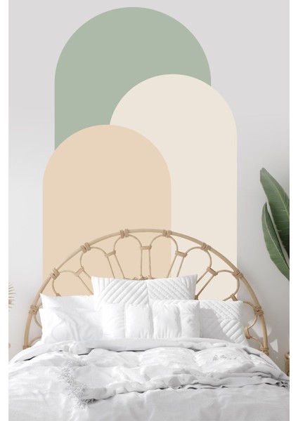 Yeşil ve kahverengi bohem tarzı 3'lü duvar çıkartması, düz desen, doğal renkler fiyatları